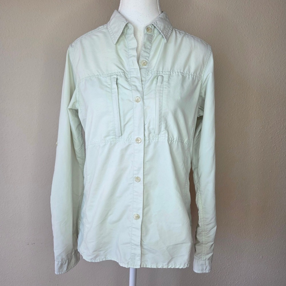 ExOfficio Womens Small Mint Green Long Sleeve Button Down Shirt Ventilated